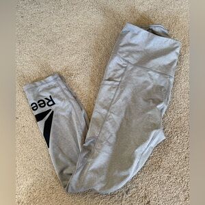 Reebok Light Gray Leggings with Black Logo